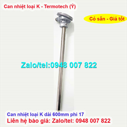 Can nhiệt loại K,1200oC dài 600mm phi 17 Termotech